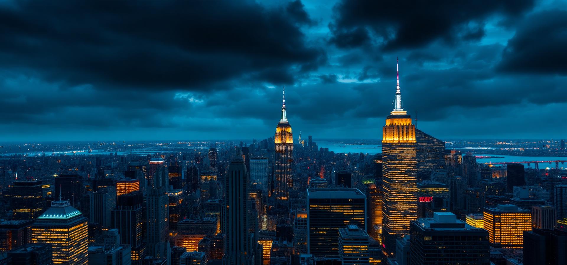 NYC skyline at dusk